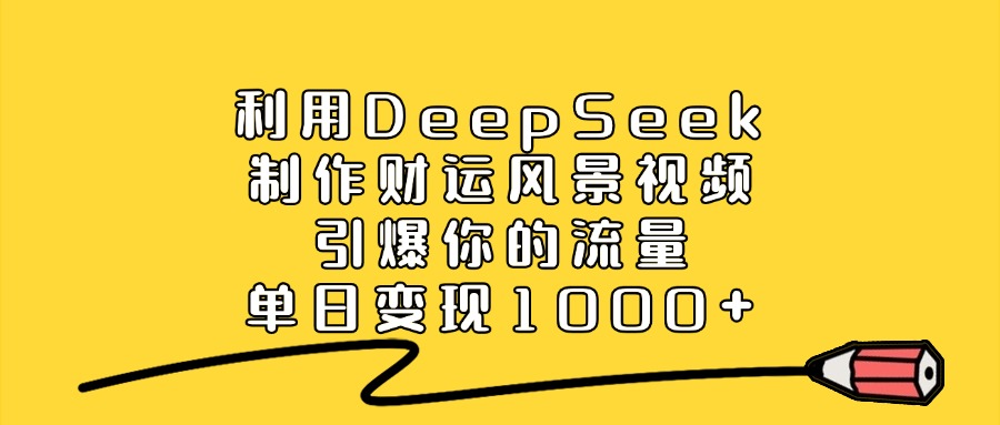 利用DeepSeek制作财运风景视频，引爆流量，单日变现1000+-想要创业网