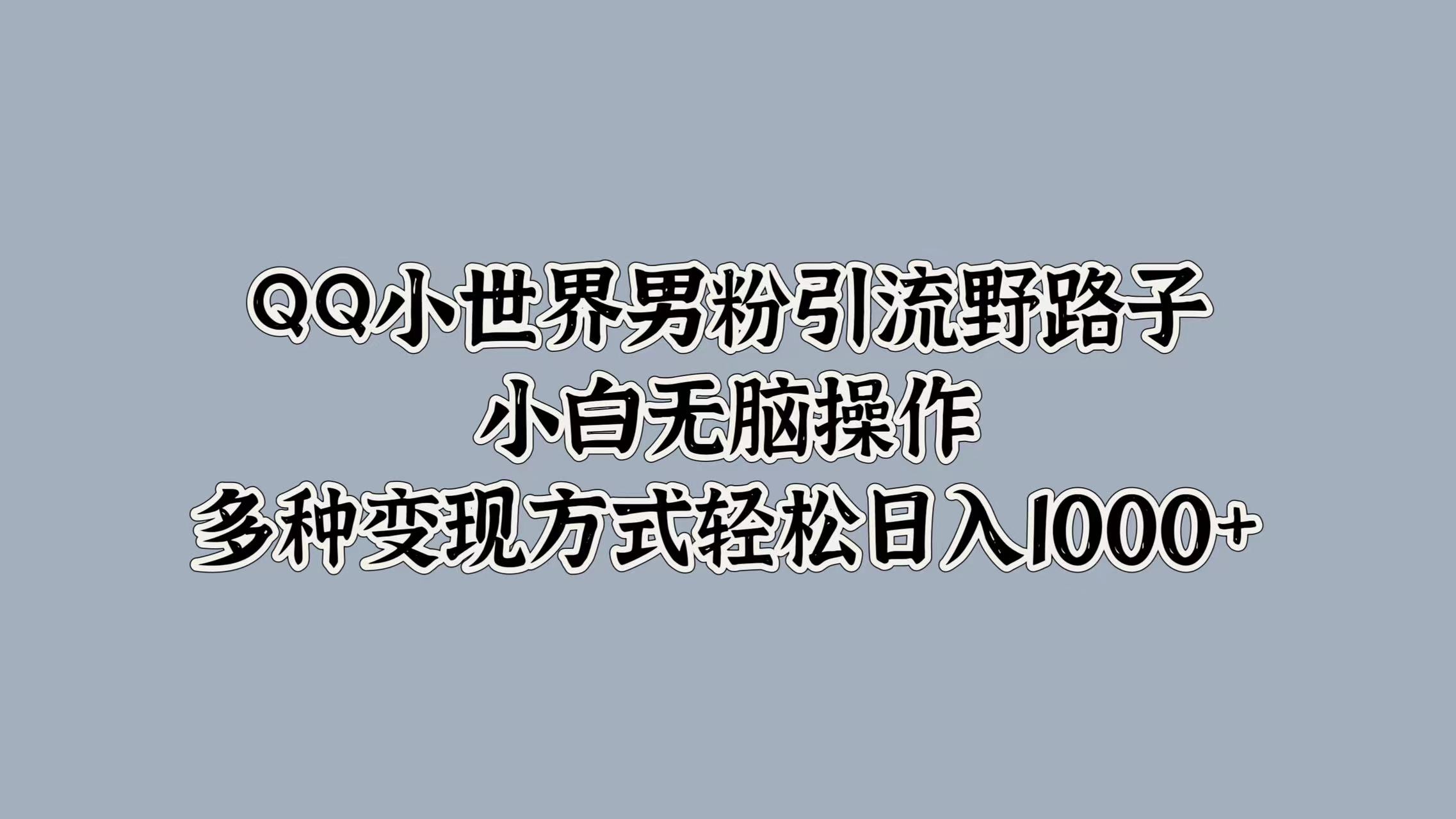 图片[1]-QQ小世界男粉引流野路子，小白无脑操作，多种变现方式轻松日入1000+-想要创业网