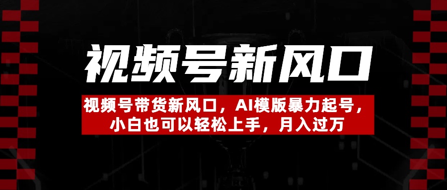 视频号带货新风口，AI模版暴力起号，小白也可以轻松上手，月入过万-想要创业网