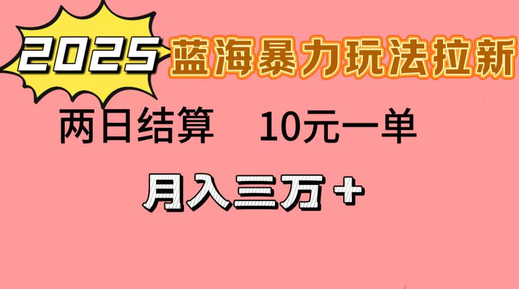 蓝海暴力拉新项目，10元一单，两日结算，月入3w➕-想要创业网