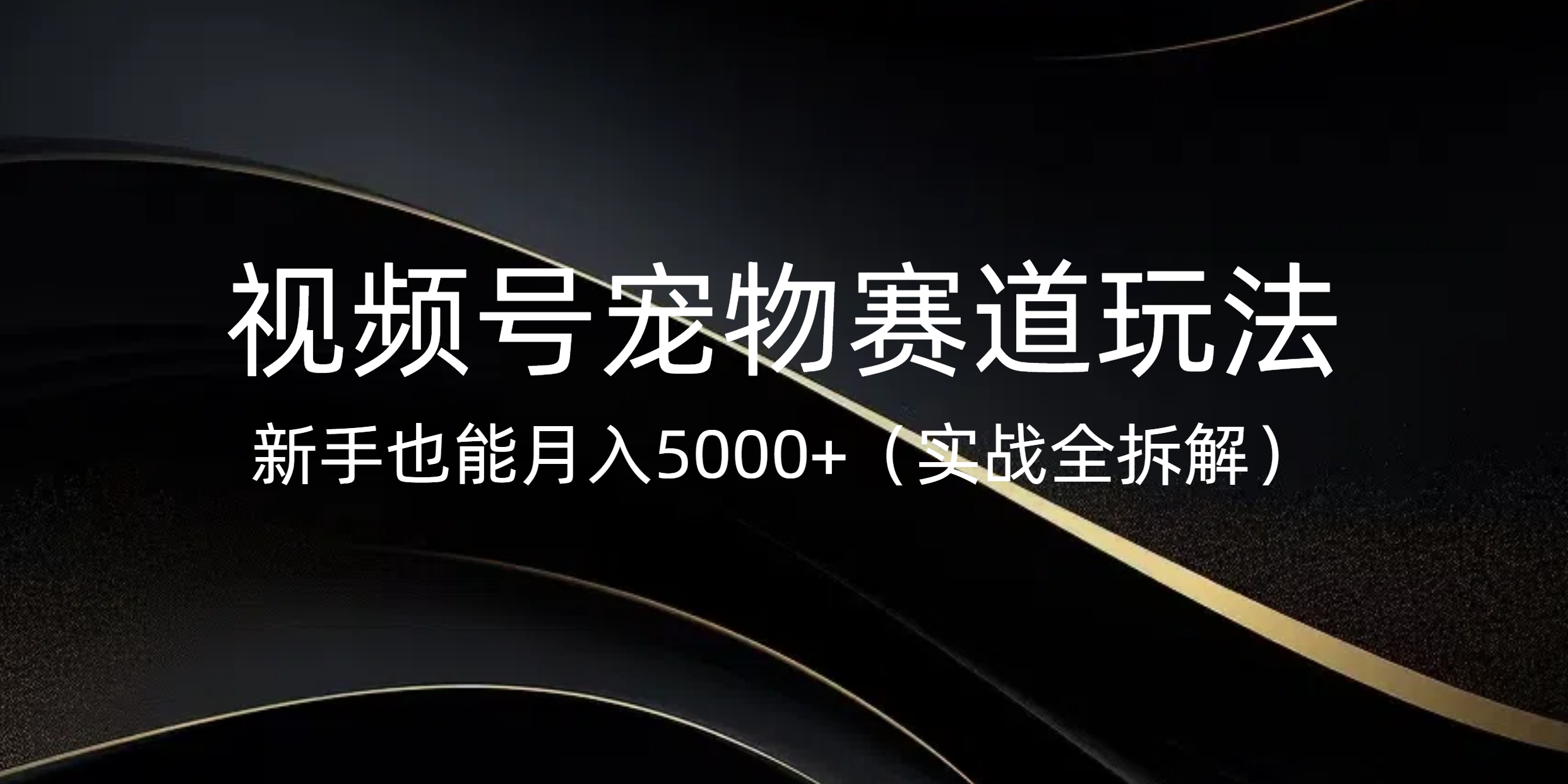 视频号宠物赛道玩法，新手也能月入5000+（实战全拆解）-想要创业网