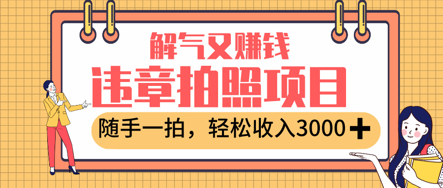最新违章拍照赚钱，解气又赚钱的项目，随手一拍，轻松收入3000+-想要创业网