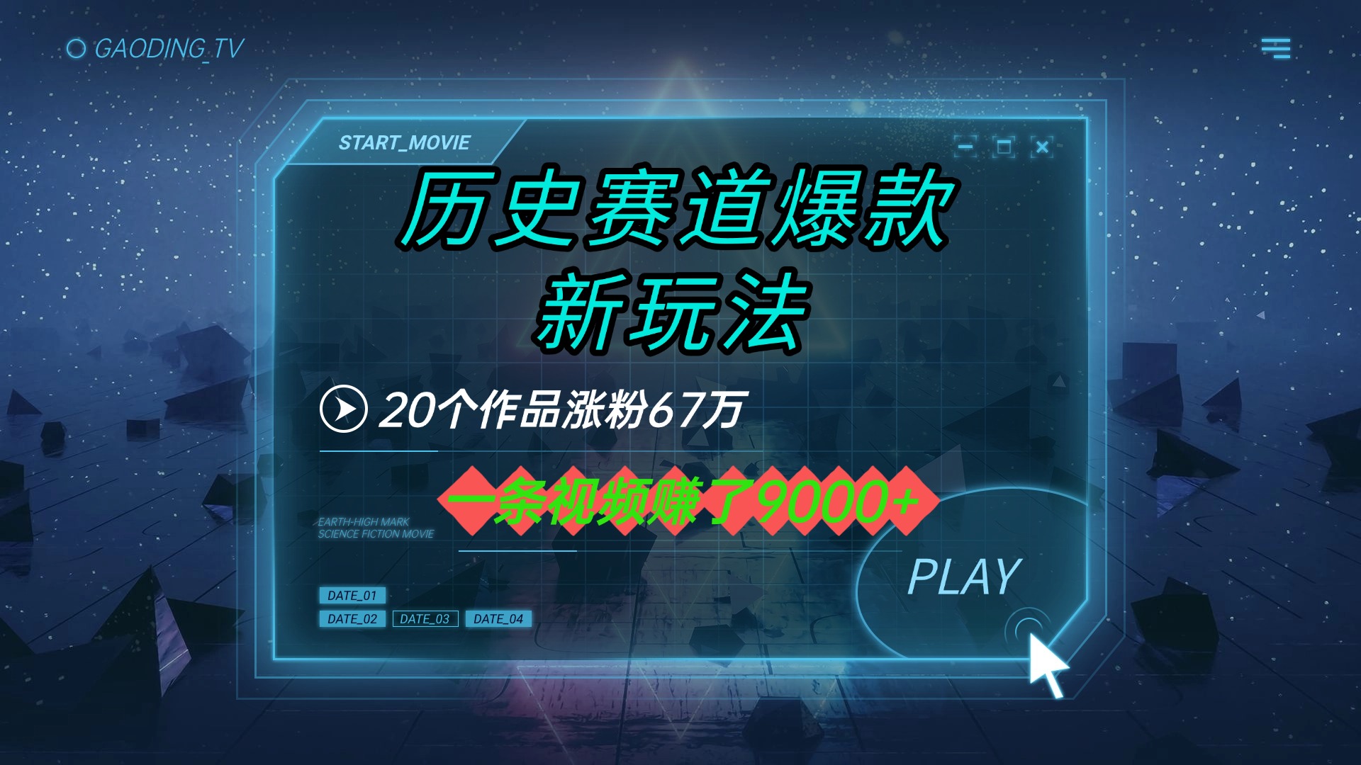 20个作品涨粉67万，一条视频赚了9000+，历史赛道爆款新玩法-想要创业网