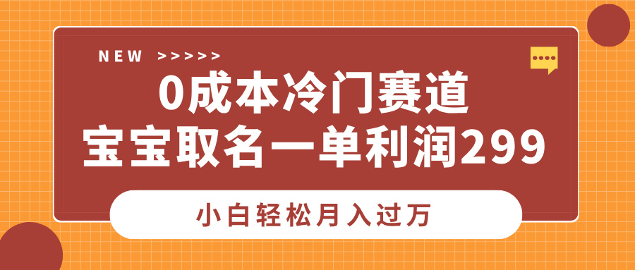 0成本冷门赛道，宝宝取名一单利润299，小白轻松月入过万-想要创业网