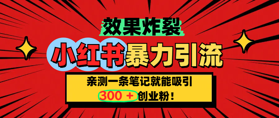 小红书炸裂玩法，亲测一条笔记就能吸引300+精准创业粉！-想要创业网