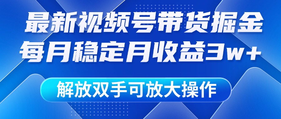 最新视频号带货掘金项目，每月稳定月收益3w+，解放双手，可放大操作-想要创业网