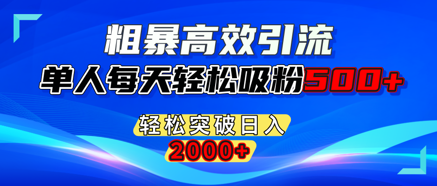 粗暴高效引流,单人每天轻松吸粉500+,轻松突破日入2000+-想要创业网