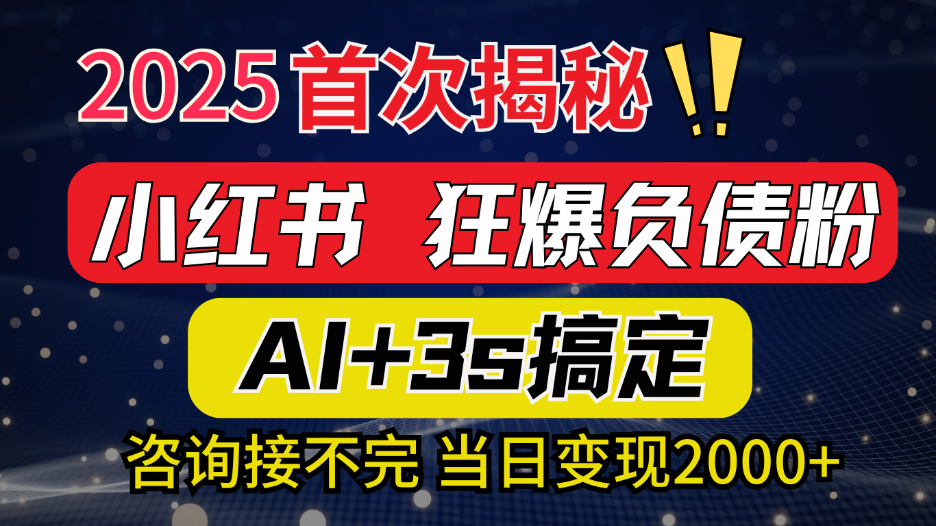 2025引流天花板：最新小红书狂暴负债粉思路，咨询接不断，当日入2000+-想要创业网