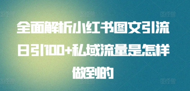 图片[1]-日引流100私域流量小红书图文是怎样做到的全面解析-想要创业网