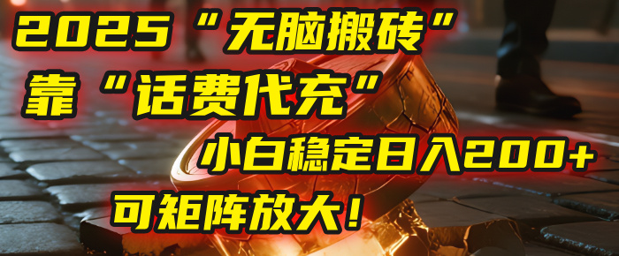 无脑搬砖项目:靠“话费代充”,小白稳定日入200+,可矩阵放大!-想要创业网