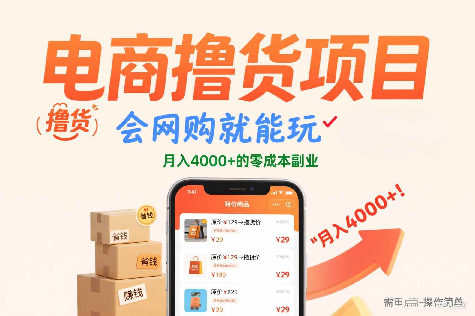 电商撸货项目，会网购就能玩，月入4000+的零成本副业-想要创业网