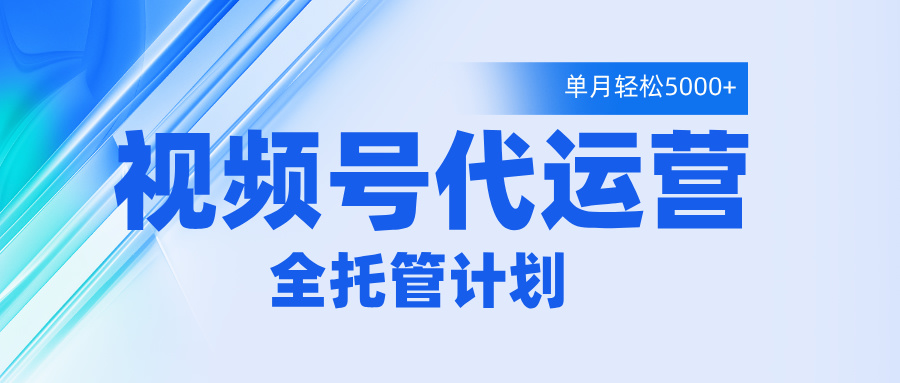 视频号代运营2.0，全程托管招募，单月轻松变现5000+-想要创业网