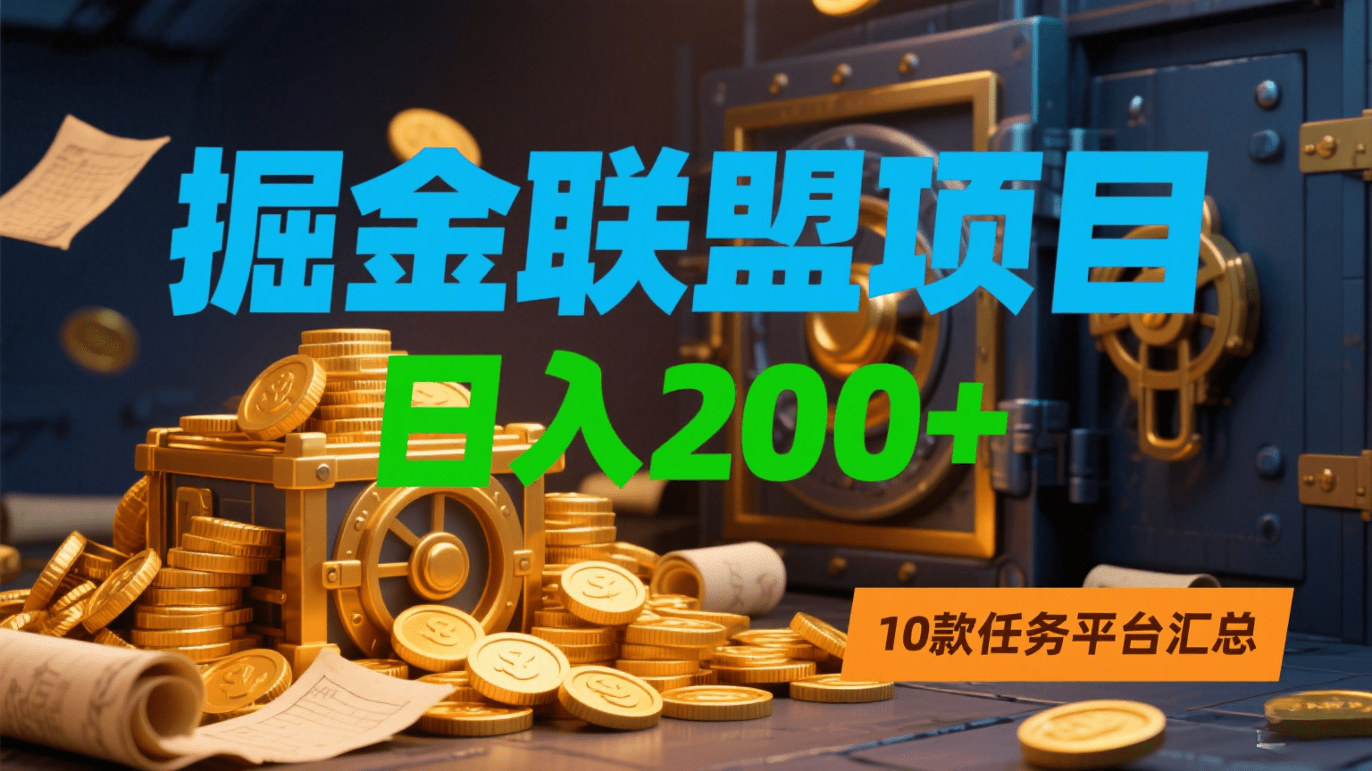 掘金联盟项目，日入200+，10款任务平台汇总-想要创业网