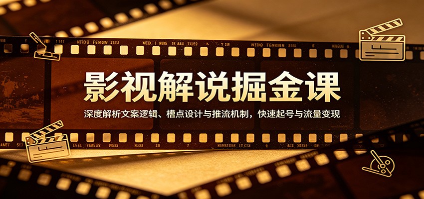 影视解说掘金课：深度解析文案逻辑、槽点设计与推流机制，快速起号与流量变现-想要创业