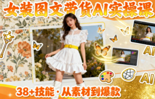 女装图文带货的AI实操课,覆盖38个实用技能,快速提升素材制作效率-想要创业网