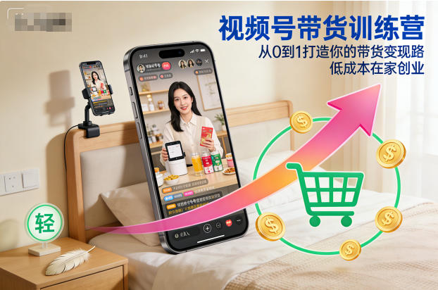 视频号带货训练营,从0到1打造你的带货变现路,低成本在家创业-想要创业网