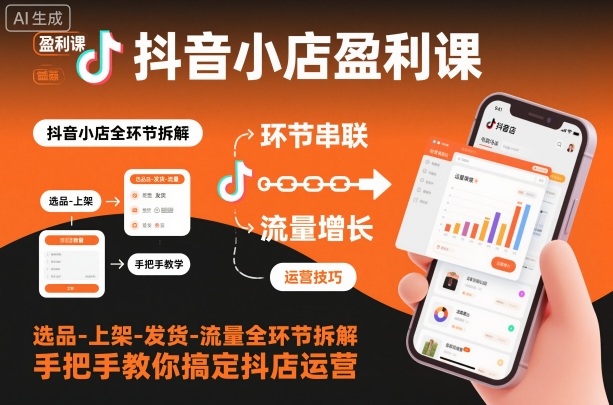 抖音小店盈利课-选品-上架-发货-流量全环节拆解,手把手教你搞定抖店运营-想要创业网