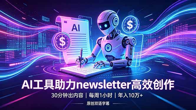 （18279期）做newsletter怕费时间？AI工具帮你30分钟出内容，每周1小时，年入10万+【原创双语字幕】-想要创业