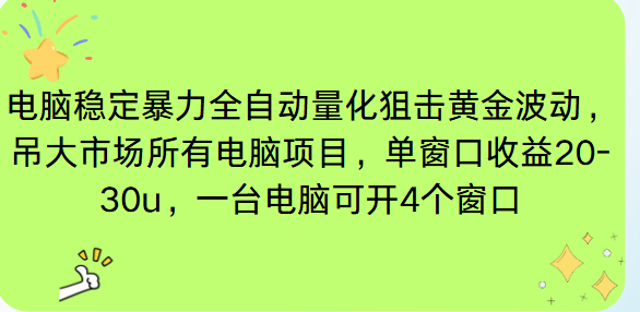 电脑EA策略挂机项目单窗口收益20-30u，单电脑可挂5-10个窗口收益稳健4位数-想要创业网