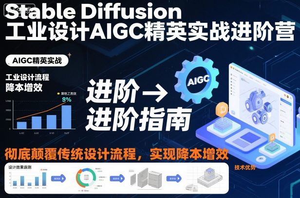 Stable Diffusion工业设计AIGC精英实战进阶营,彻底颠覆传统设计流程,实现降本增效-想要创业网