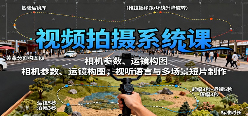 视频拍摄系统课：相机参数、运镜构图，视听语言与多场景短片制作-想要创业网