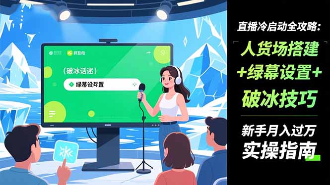 直播冷启动全攻略:人货场搭建+绿幕设置+破冰技巧，新手月入过万实操指南-想要创业网