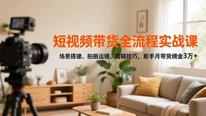 短视频带货全流程实战课，场景搭建、拍摄运镜、剪辑技巧，新手月带货佣金3万+-想要创业网