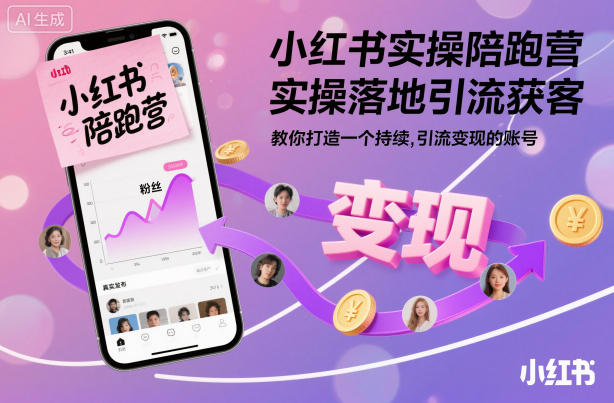 小红书实操陪跑营，实操落地引流获客，教你打造一个持续引流变现的账号-想要创业网