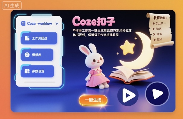 Coze扣子工作流一键生成童话皮克斯风格立体书视频,保姆级工作流搭建教程-想要创业网
