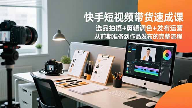 快手短视频带货速成课，选品拍摄+剪辑调色+发布运营，从前期准备到作品发布的完整流程-想要创业网