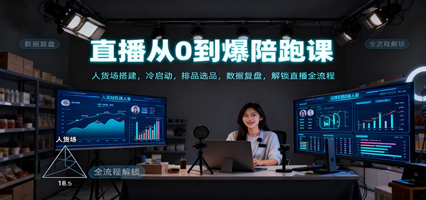 直播从0到爆陪跑课：人货场搭建，冷启动，排品选品，数据复盘，解锁直播全流程-想要创业网