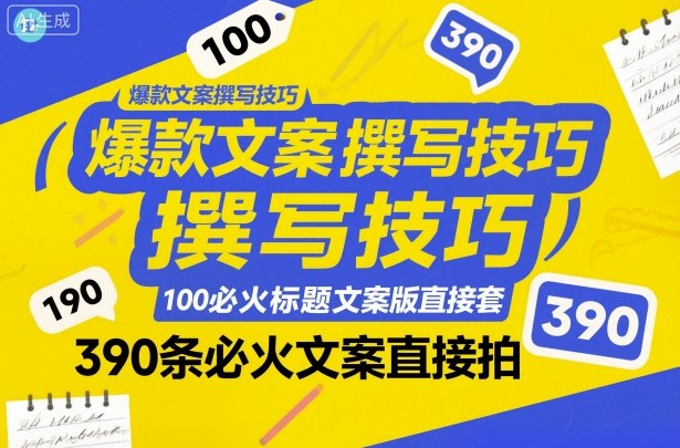 爆款文案撰写技巧,100个必火标题文案模版直接套,390条必火文案直接拍-想要创业网