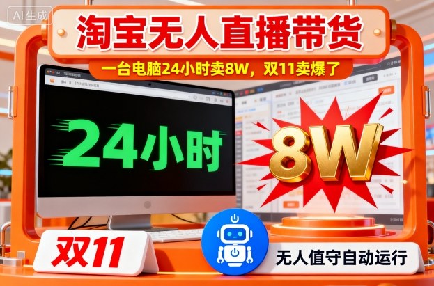 淘宝无人直播带货，一台电脑214小时卖8W，双11卖爆了【揭秘】-想要创业网