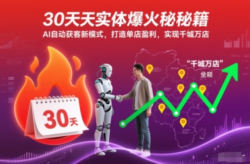 30天实体爆火秘籍,AI自动获客新模式,打造单店盈利,实现千城万店-想要创业网