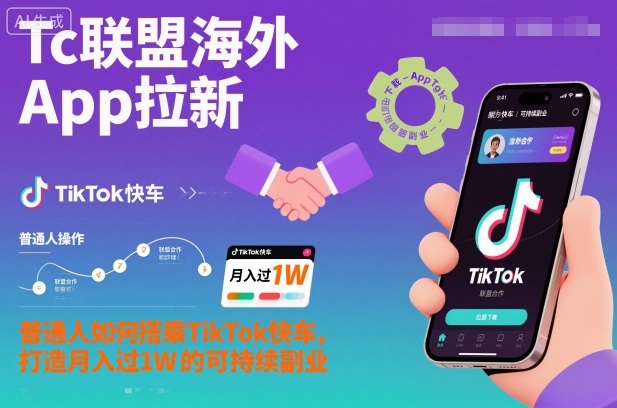 Tc联盟海外App拉新:普通人如何搭乘TikTok快车,打造月入过1W的可持续副业-想要创业网
