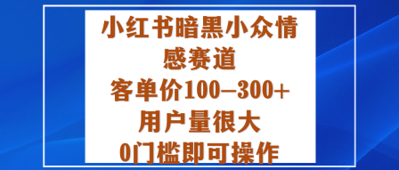 小红书暗黑小众情感赛道，客单价100-300+用户量很大，0门槛即可操作-想要创业网