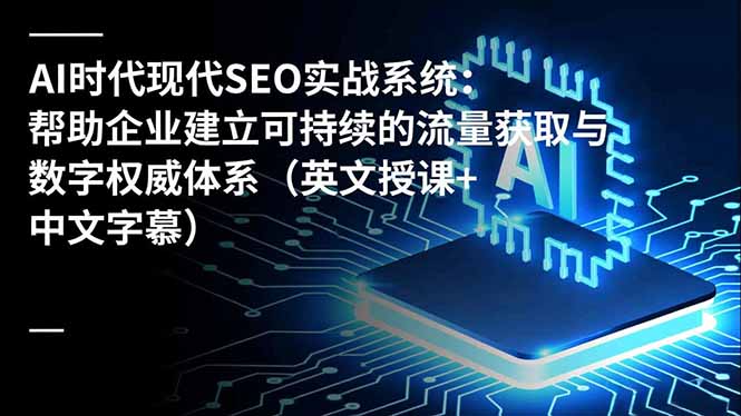 AI时代现代SEO实战系统：帮助企业建立可持续的流量获取与数字权威体系(英文授课+中文字幕-想要创业网