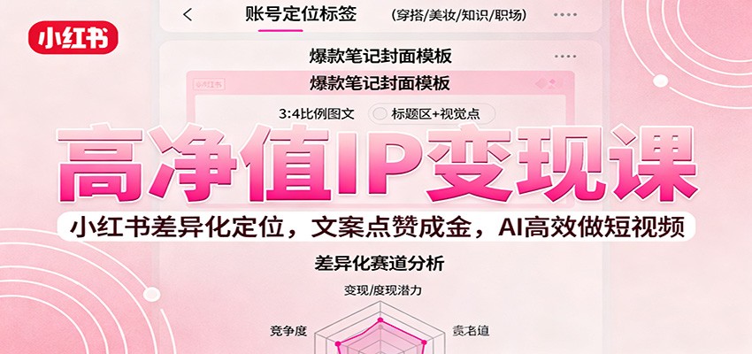 高净值IP变现课:小红书差异化定位,文案点赞成金, AI高效做短视频-想要创业网