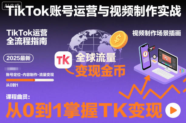 2025最新TikTok账号运营与视频制作实战全流程,从0到1掌握TK变现(含11月最新TK搬运技术)-想要创业网