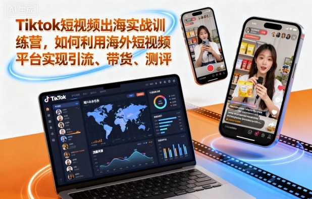 Tiktok短视频出海实战训练营，如何利用海外短视频平台实现引流、带货、测评-想要创业网