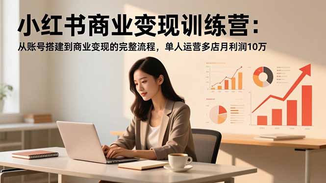 小红书商业变现训练营：从账号搭建到商业变现的完整流程，单人运营多店月利润10万-想要创业网