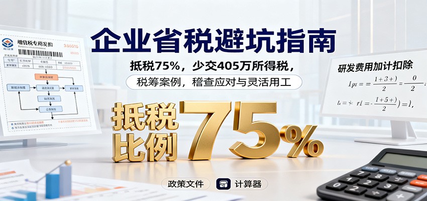 企业省税避坑指南：抵税75%，少交405万所得税，税筹案例，稽查应对与灵活用工-想要创业网
