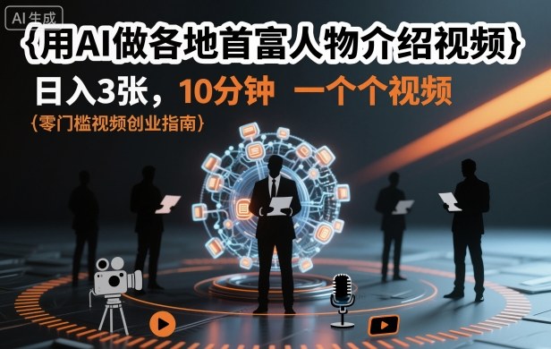 用AI做各地首富人物介绍视频，日入3张，10分钟一个视频-想要创业网