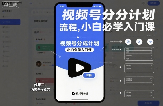 视频号分成计划实操流程,小白必学入门课-想要创业网