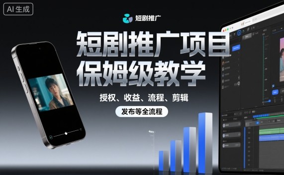 短剧推广项目保姆级教学，授权、收益、流程、剪辑，发布等全流程-想要创业网