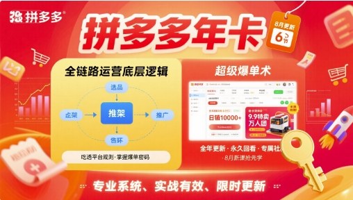 拼多多年卡，拼多多全链路运营底层逻辑，超级爆单术【更新10月】-想要创业网