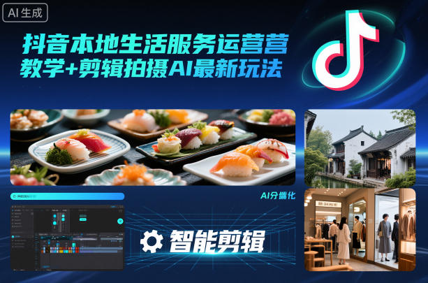 抖音本地生活服务运营教学+剪辑拍摄AI最新玩法-想要创业网