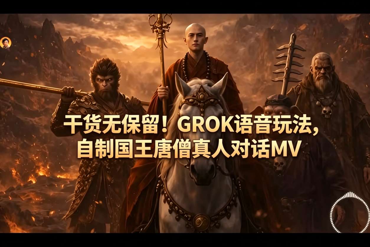 干货无保留！GROK语音玩法，自制国王唐僧真人对话MV-想要创业