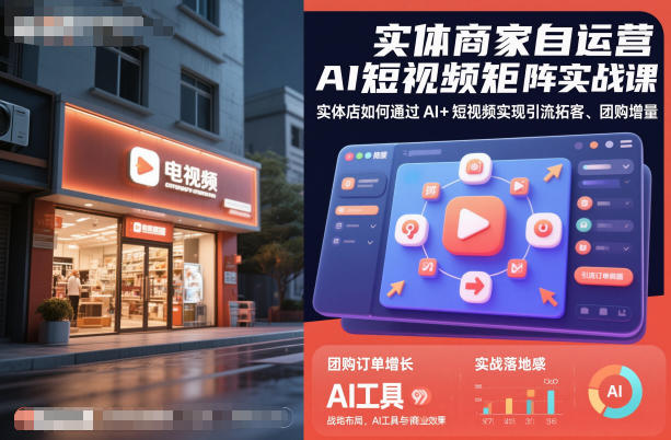 实体商家自运营AI短视频矩阵实战课，实体店如何通过AI+短视频实现引流拓客、团购增量-想要创业网