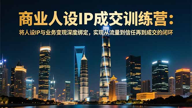 商业人设IP成交训练营-12月:将人设IP与业务变现深度绑定,从流量到信任再到成交闭环-想要创业网